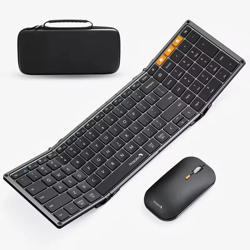 ProtoArc Foldable Keyboard and Mouse, XKM01 Combo for Business Travel 2.4G+Dual Bluetooth Portable  for Laptop iPads Tablets - WinSupport Tech