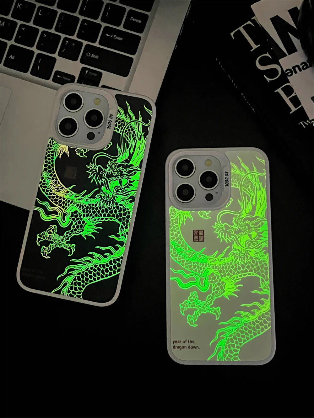 Luxury Fad Luminous Dragon Pattern Phone Case for iPhone 16 Pro Max 15 14 13 12 11 Shockproof Anti-Drop Glow in The Dark Cover