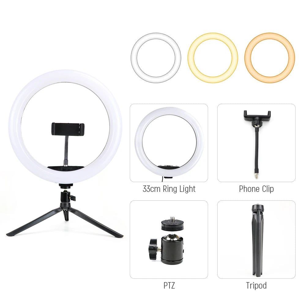 10 13 Inch Ring Light Dimmable Selfie Lamp Pptional Tripod Photographic Lighting Studio Video Lights For Live Make Up Youtube