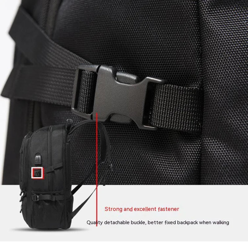 50L 80L Large Travel Backpack Men Separate Shoe Compartment Business Bag Outdoor Sports Waterproof Man Black Storage Backpacks