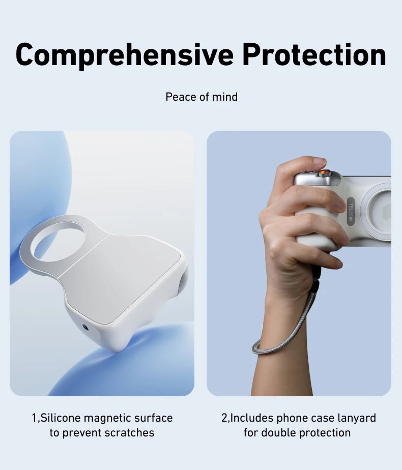 TELESIN Magnetic Phone Camera Shutter Grip and Fill Light Set Shooting Aid Remote Control Handle for Iphone HUAWEI SAMSUNG Phone