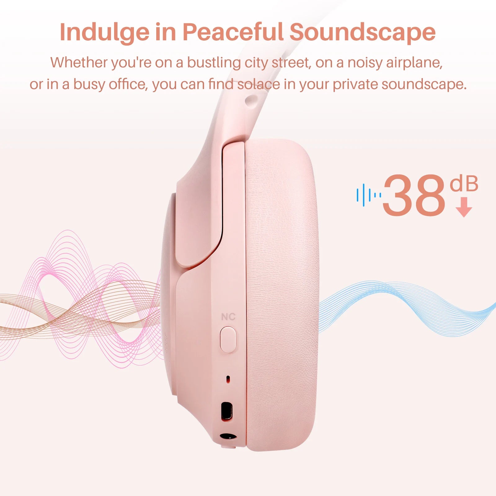 Refurbished TOZO Hi-Res Over Ear Headphones with Mic Hybrid Active Noise Cancelling 38dB Wireless&Wired Headsets 40mm Driver
