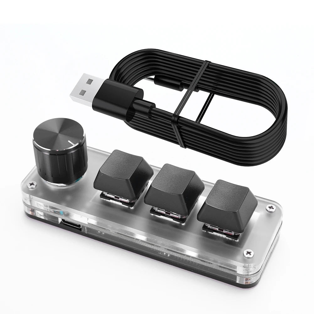Programmable DIY Mechanical Keyboard Bluetooth/USB Wired RGB Custom Mini 3 Key 1 Knob Knob Macro Hotswap Keypa for Laptop