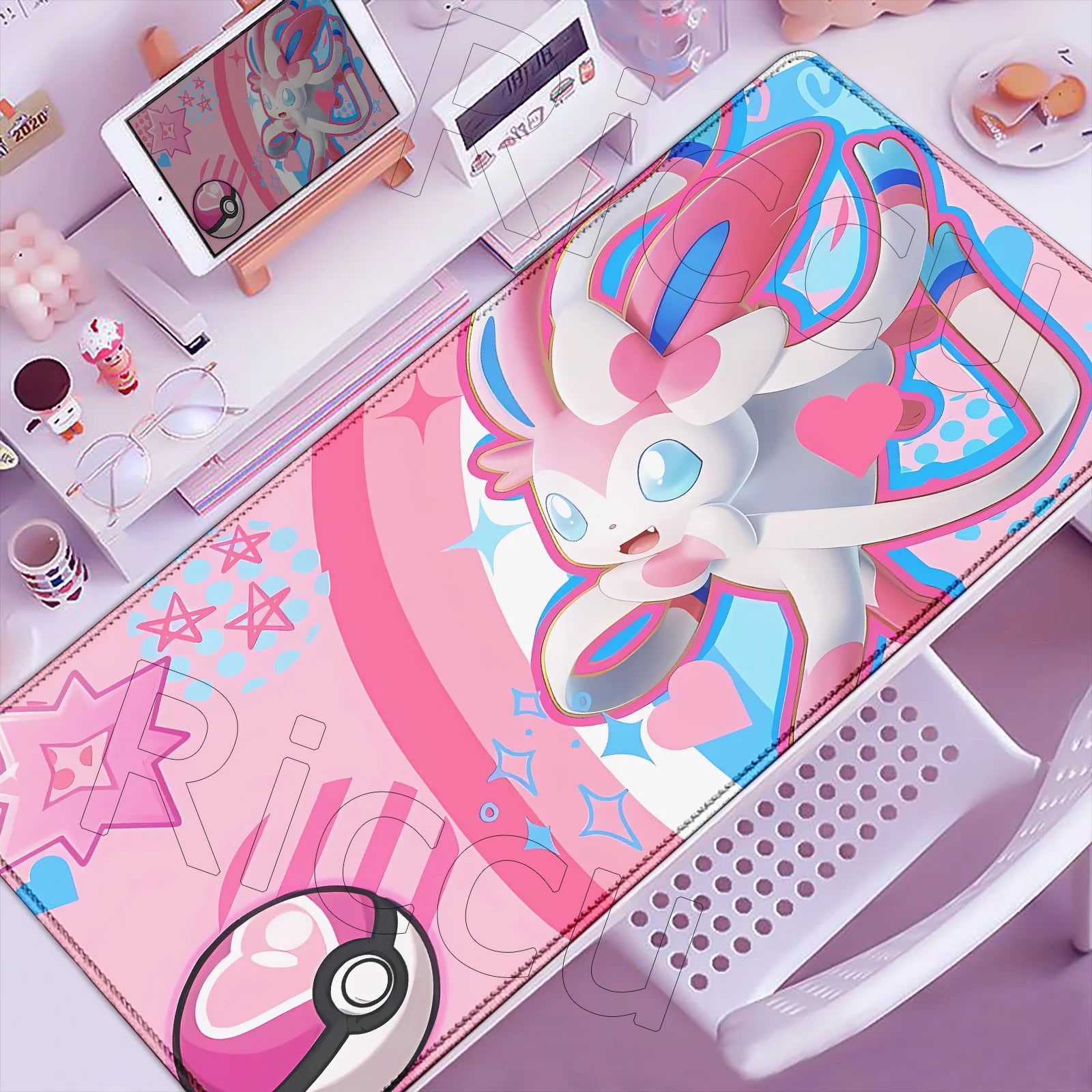 P-Pokemons Sylveon Eevee Mousepad Mouse Pad Large Gamer XXL Pc Keyboard Desk Mouse Mat Carpet Rubber Tapis Souris Gaming Notbook