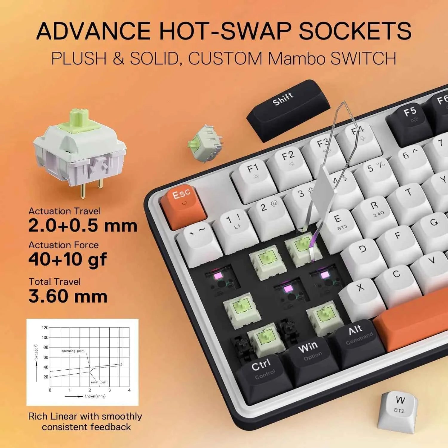 Redragon K689 PRO Wireless Gasket RGB Gaming Keyboard, 108 Keys Mechanical Keyboard w/Extra 4 Hotkeys, Upgraded Hot-swappable