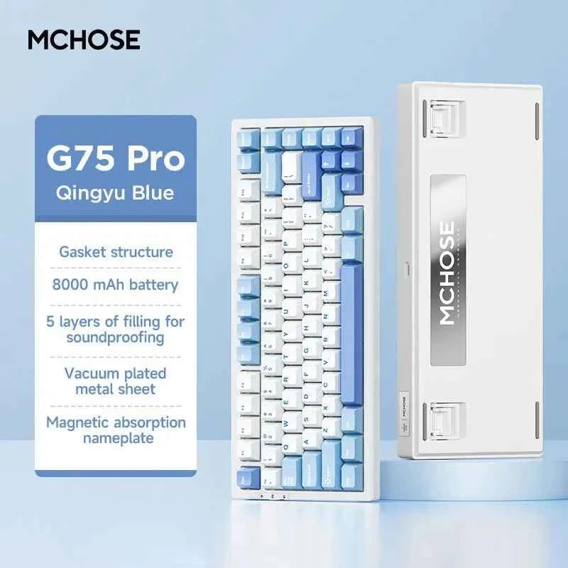 MCHOSE G75 Pro Gaming Mechanical Keyboard Tri-Mode Wireless Hot Swappable RGB Backlit Customized 75% Layout Pc Gamer Accessories