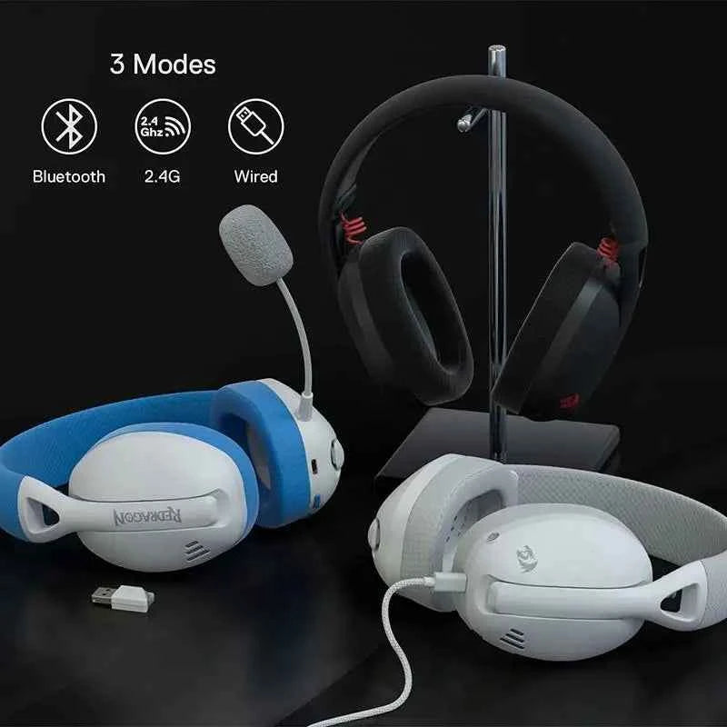 Redragon H848 Headset Bluetooth Wireless Gaming Lightweight 7.1 Surround Sound 40MM Drivers Detachable Microphone Multi Platform