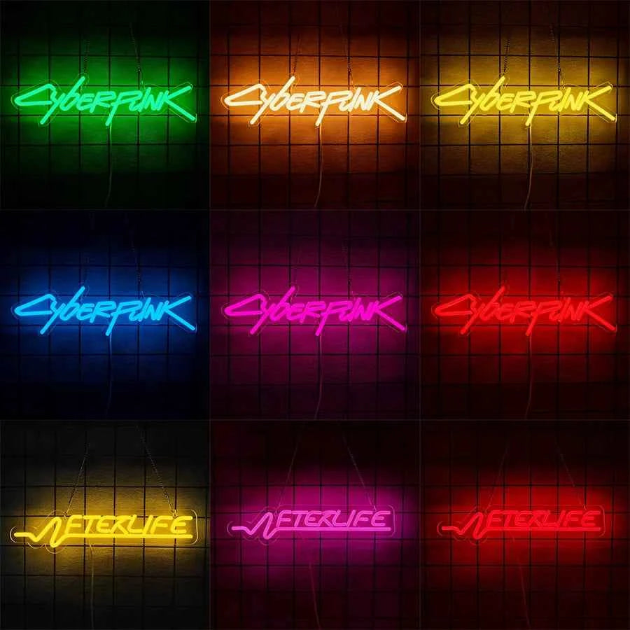 Cyberpunk Neon Sign Game Led Sign for Wall Decor Shooting Games Neon Light for Gaming Room Man Cave Bedroom Decoration