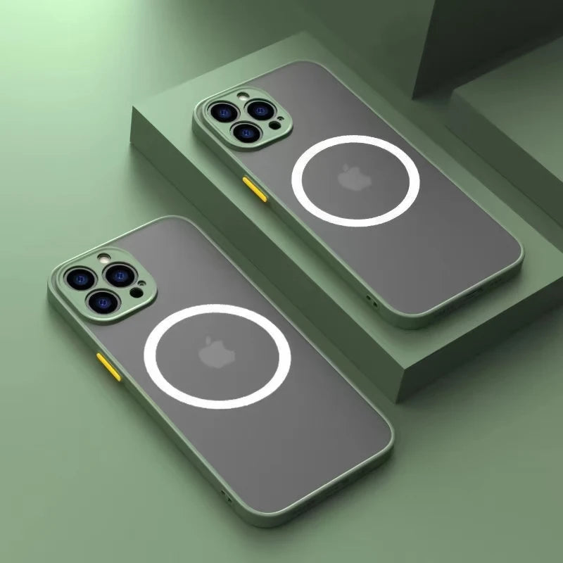 for iPhone 16 15 14 13 12 11 Pro Max Plus Mini XS XR SE 7 8 Case Wireless Charge Magnetic Magsafe Skin Matte Cover Shell Fundas