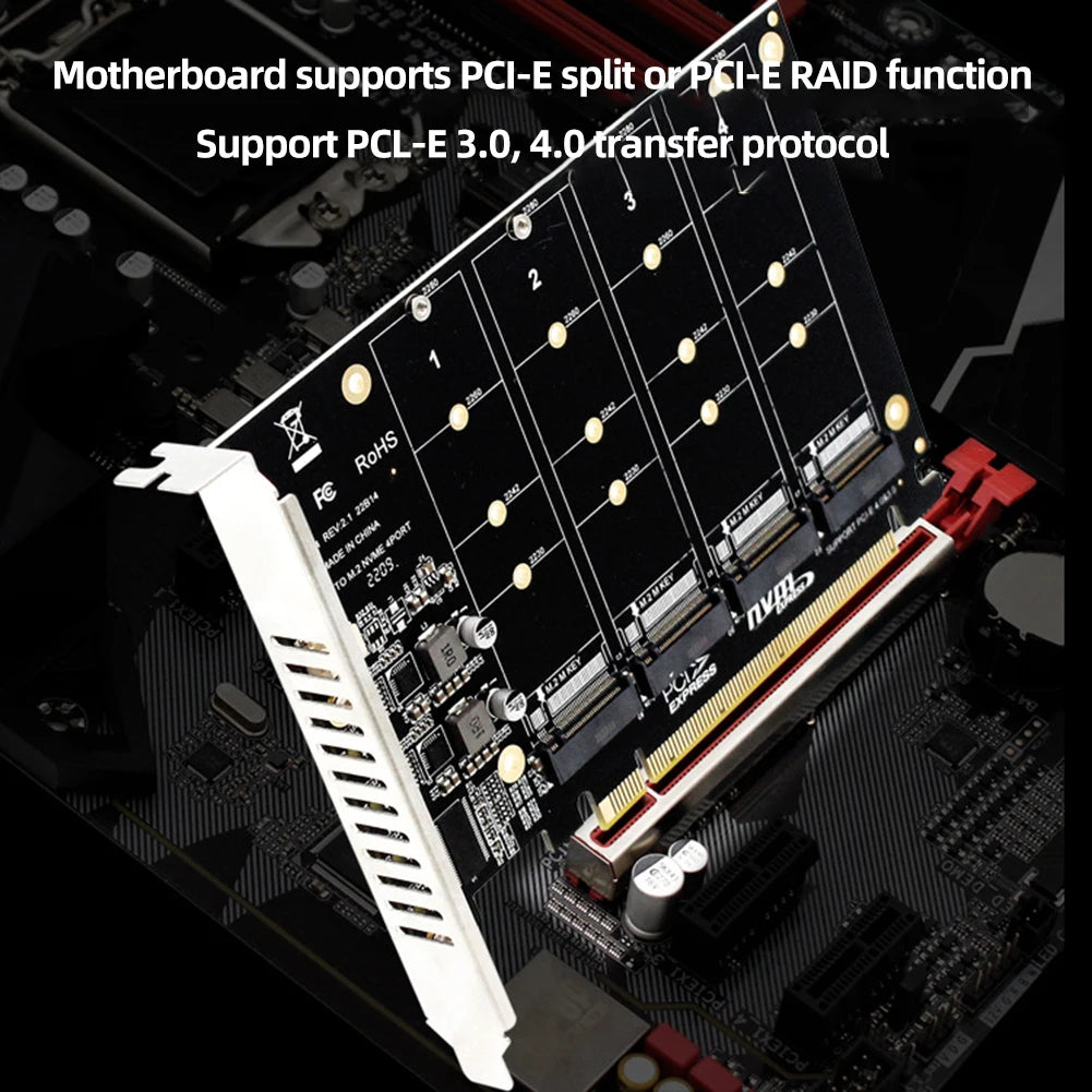M.2 NVME SSD to PCIe X16 Adapter Card PCIE Split/PCIE RAID Support M.2 PCI-E SSD/M.2 Device NVME For Desktop PC PCI-E m2 adapter