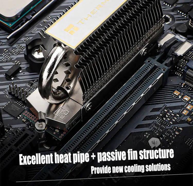 Thermalright HR-09 2280 M.2 Solid State Drive AGHP Heat Pipe Heat Sink Radiator M.2 SSD Cooler Gasket with Thermal Silicone Pad