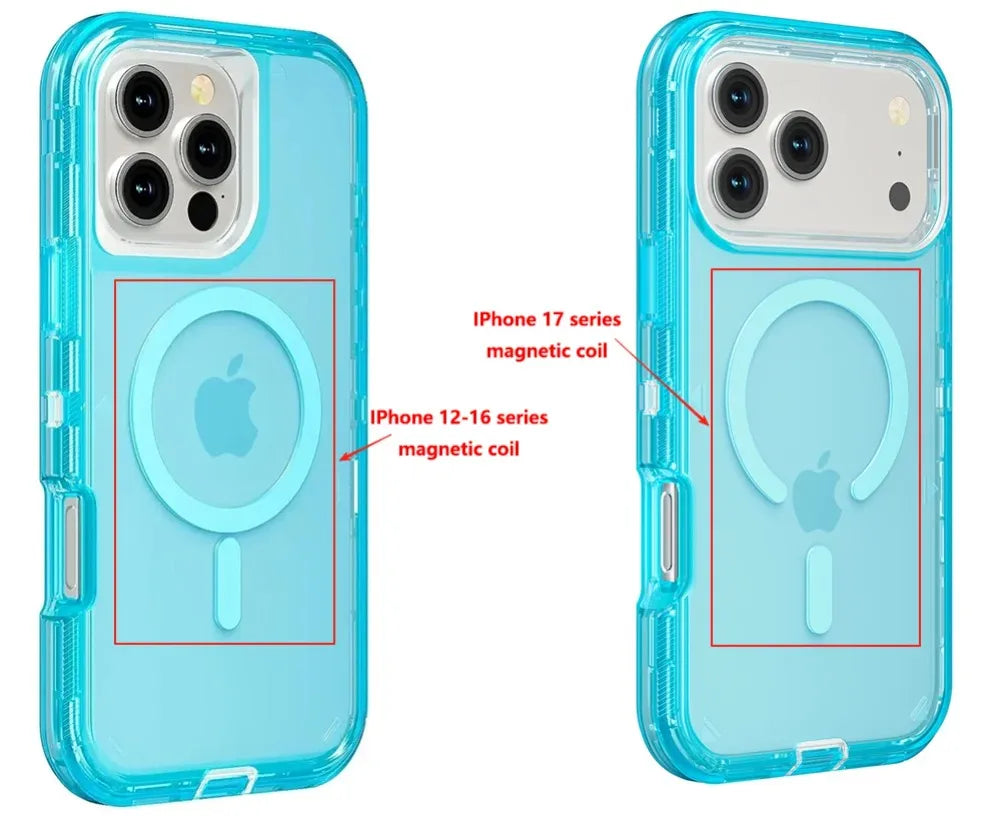 Rugged OTT Armor Magnetic Wireless Charging Clear Case for IPhone 17 Air 16 15 14 Plus 13 12 Pro Max Enhanced Shockproof Cover