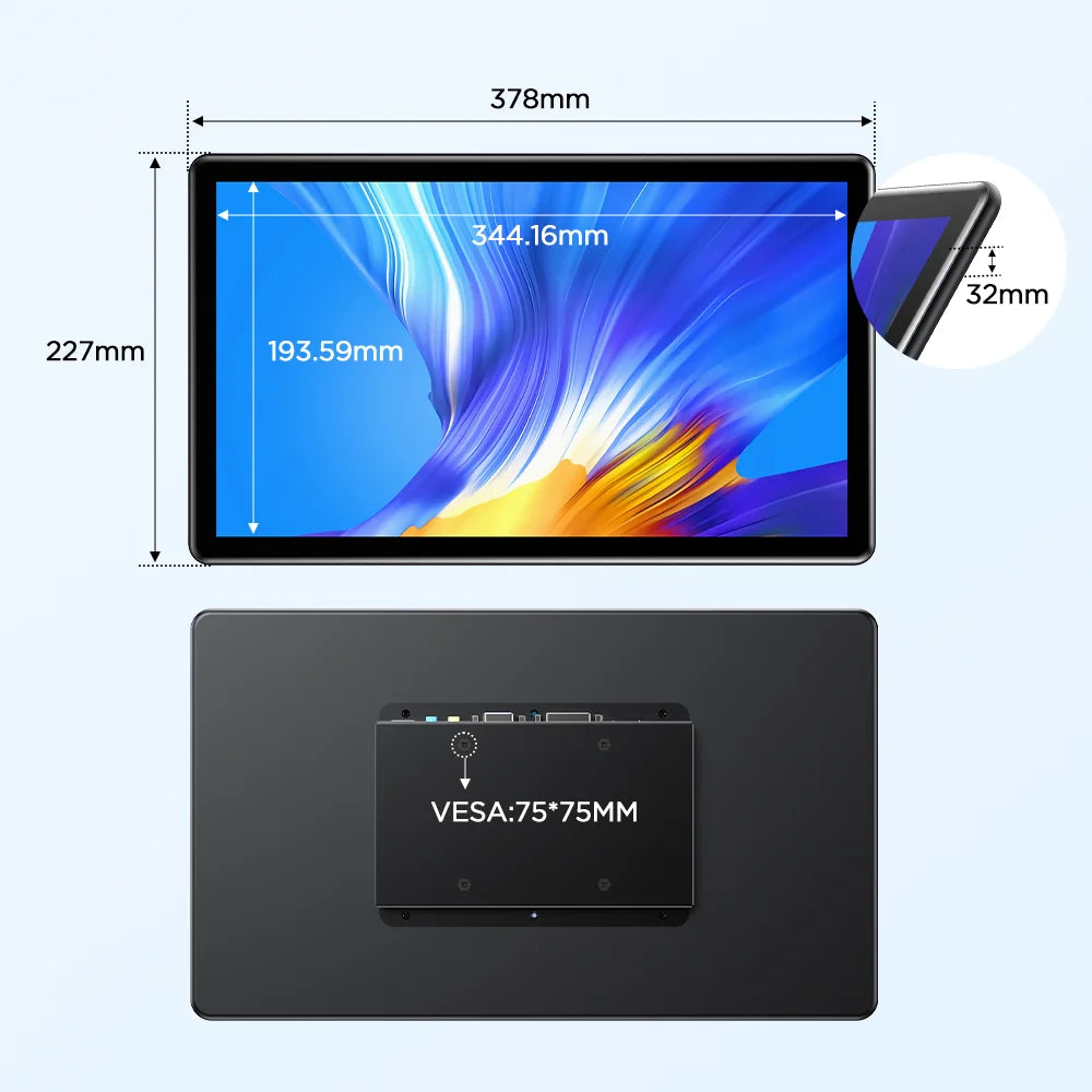 UPERFECT 15.6“ Portable Monitor Touch Screen with 2000:1 Full HD Screen Integrated Stand & DVI VGA HDMI USB C External Dispaly