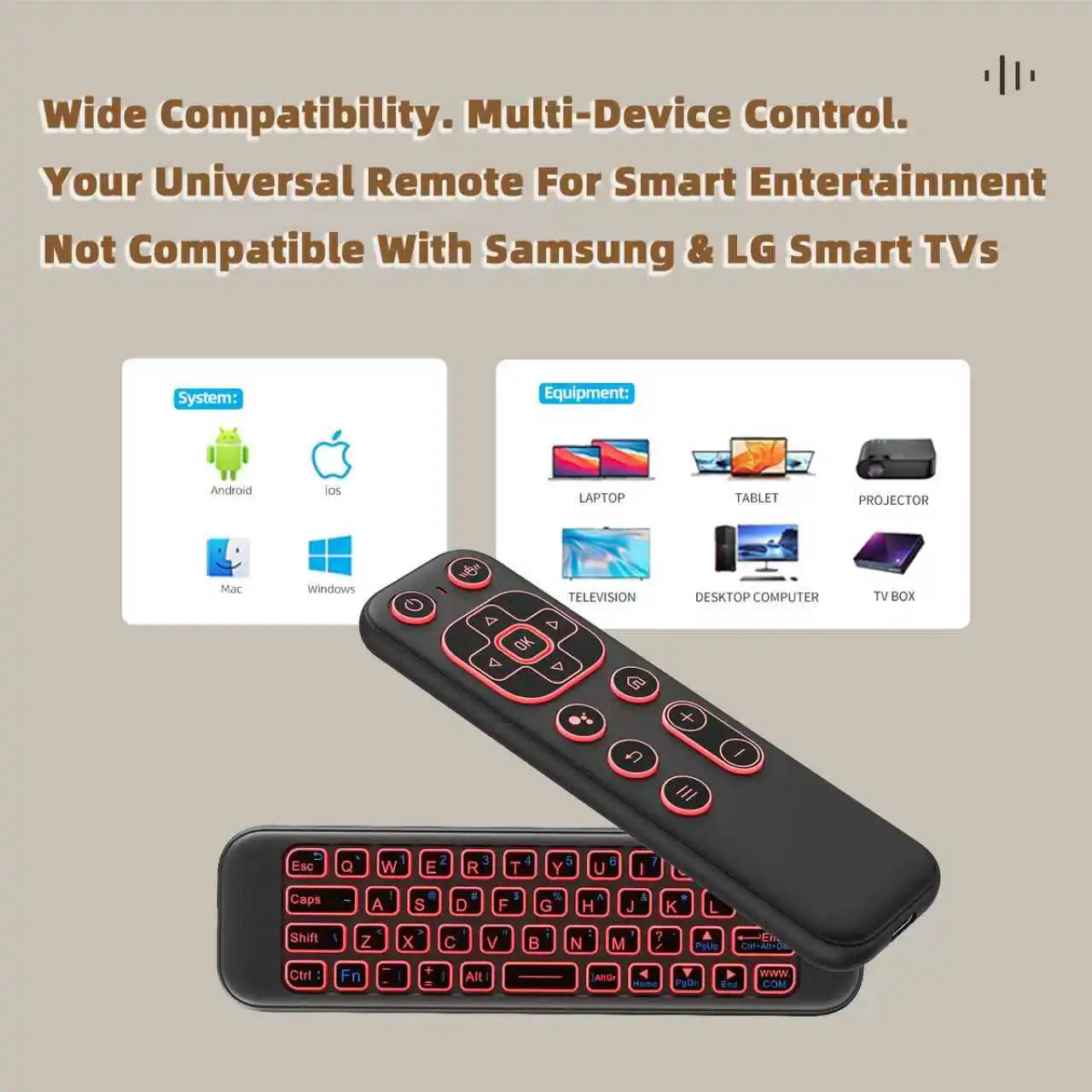 IPazzPort Mini 2.4G/BT Remote Wireless Air Mouse Keyboard