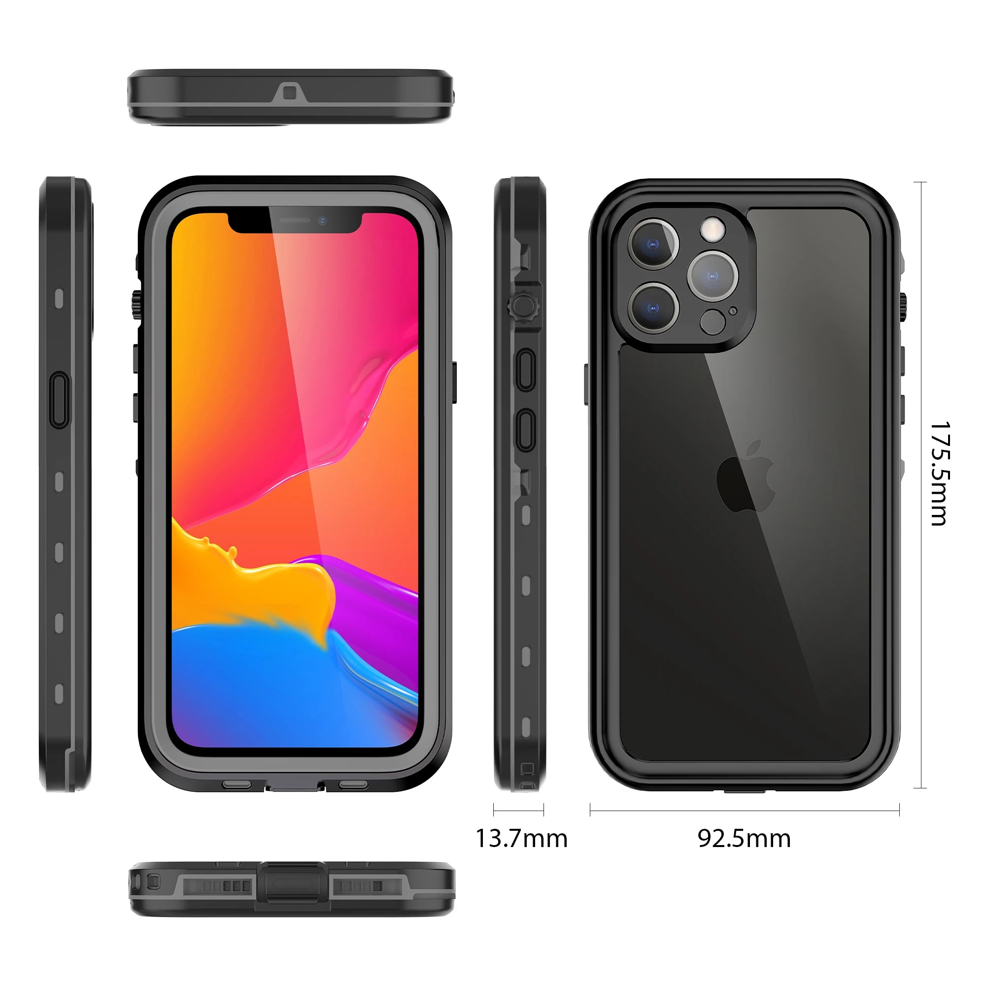 For iPhone 16 15 14 Plus 13 12 11 Pro XS Max XR IP68 Waterproof Phone Case Dustproof Diving Swim Surfing Cover Screen Protector