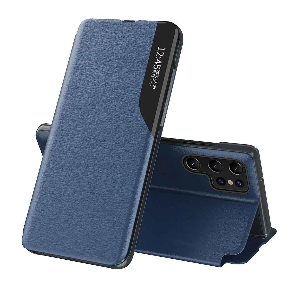 Smart View Window Leather Flip Phone Case with Kickstand For Samsung S26 Ultra S25 Edge S24 S23 S21 S20 FE S22 Plus + Note 20