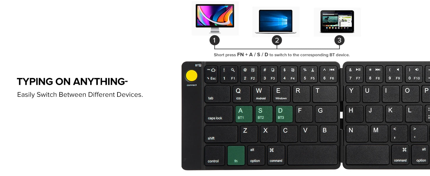 Delux Folding Keyboard Mouse Set Wireless Ultra Slim Portable Silent Kit Multi-Device Support For Windows Android IOS System