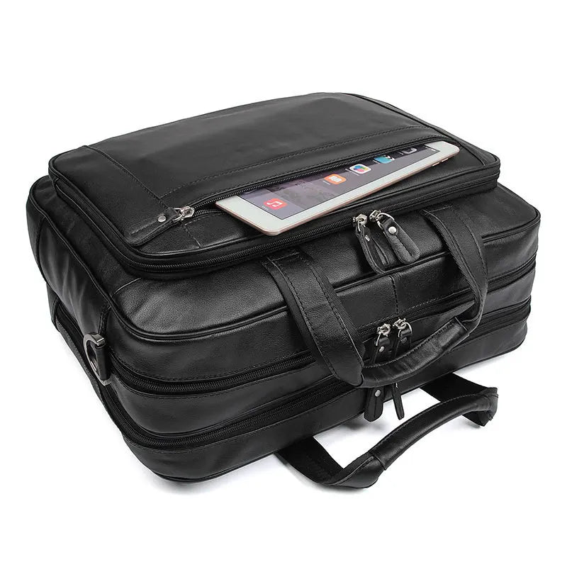 High Quality Genuine Leather Men Briefcase Business bag Crazy Horse Leather Large 17