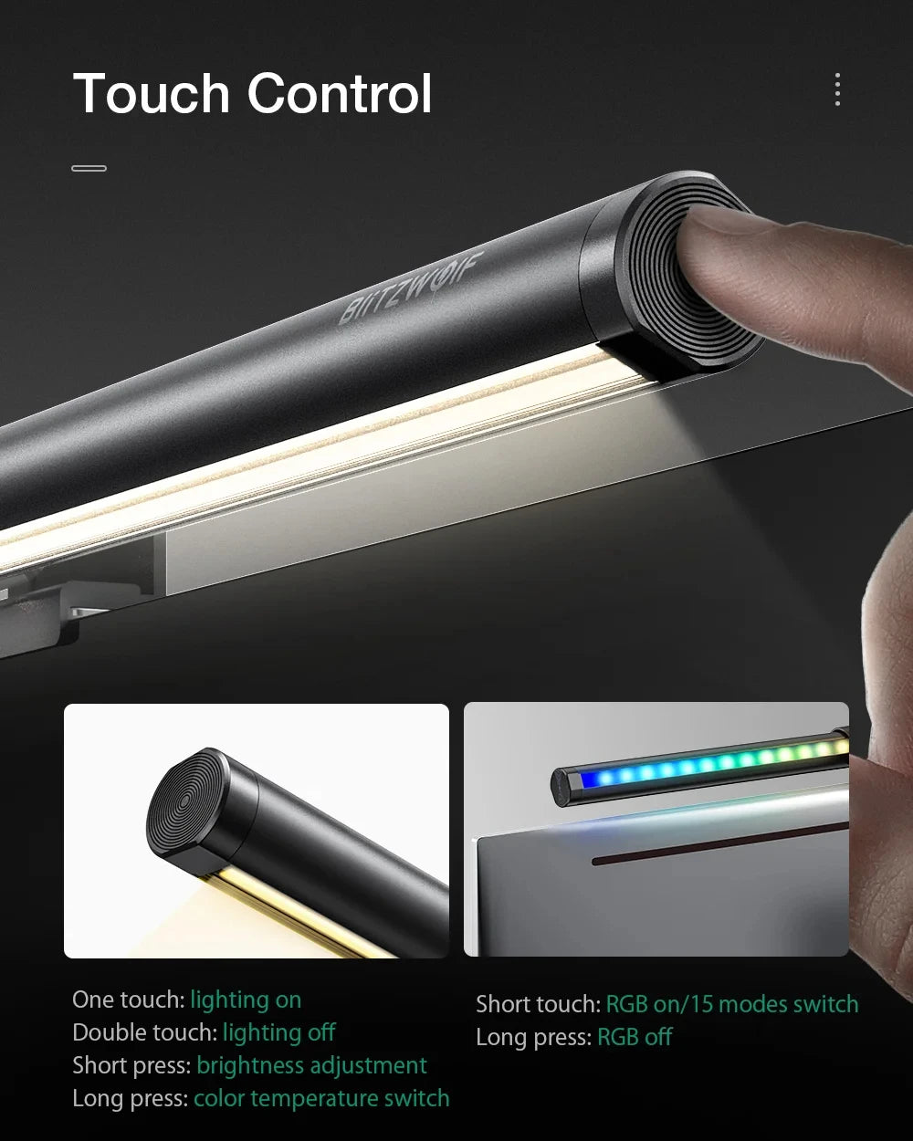 Wisciton RGB Desktop Atmosphere Light, Strip LED, Eye Protection, Learning/Reading, Hanging Light - WinSupport Tech