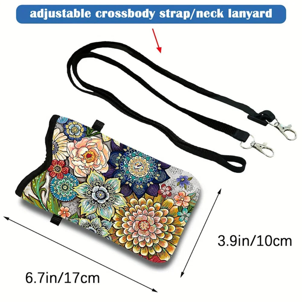 Women’s Black Cat Floral Print Mini Crossbody Phone Bag, Adjustable Strap Casual Canvas Shoulder Purse for Daily Use, Perfect for Carrying Phone, Cards, Keys and Lipstick, Cute and Practical Gift for Cat Lovers.