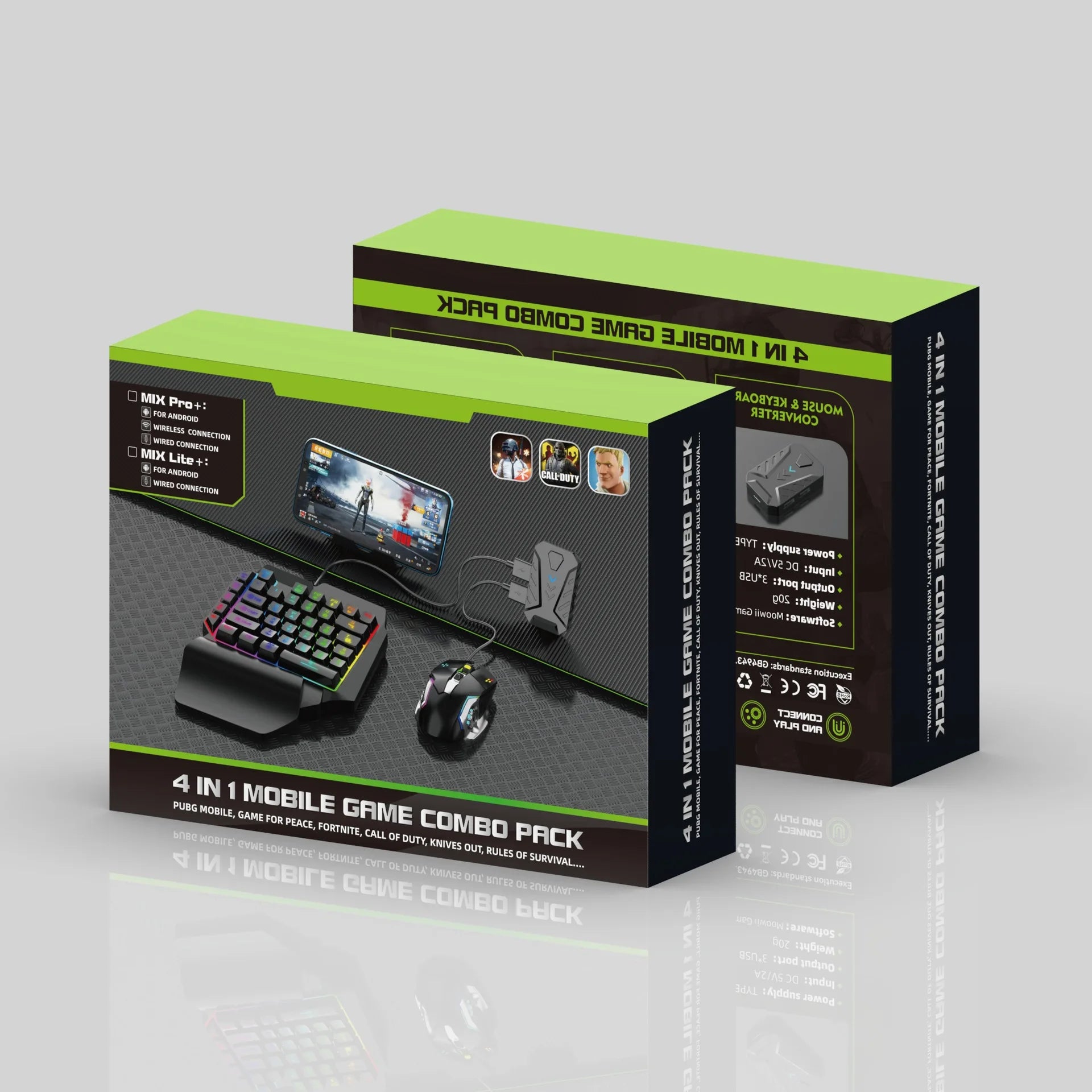 Mobile Games Converter Gaming Keyboard and Mouse Kit One Hand Gamer Keyboard Controller Bluetooth Wired Two Modes Mix Pro for PU