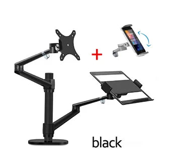 OL-3L Aluminum Silver Ergonomics 10'-17' Desk Laptop Stand 32' Monitor Desktop Bracket Computer Mount Full Motion Column Bar