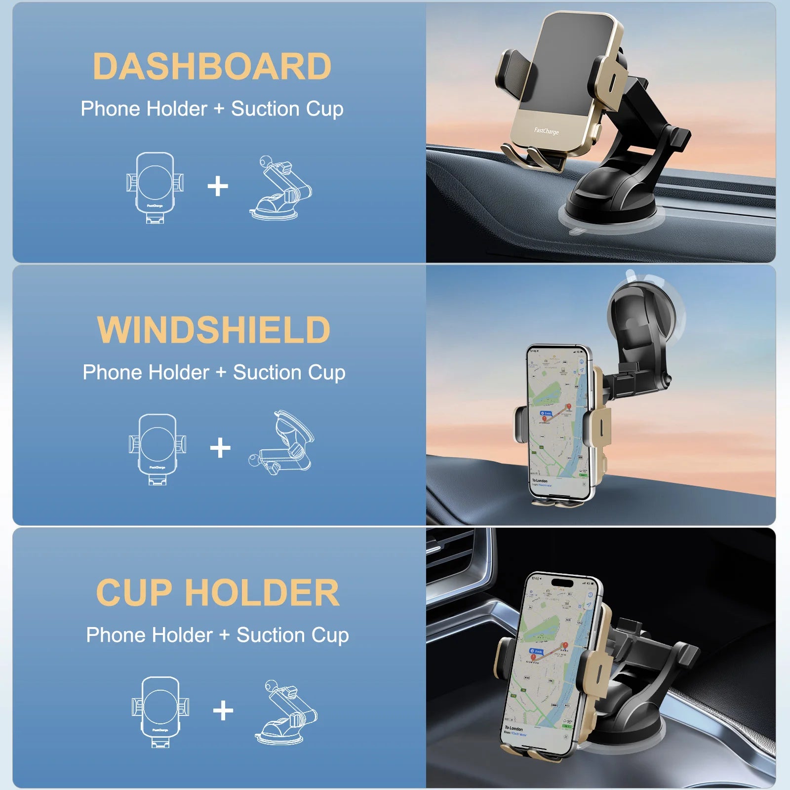 Wireless Car Charger Phone Holder 15W Fast Charge Station Mount Phone For IPhone 16 15 14 13 12 Pro Max 11 XR XS Samsung Galaxy