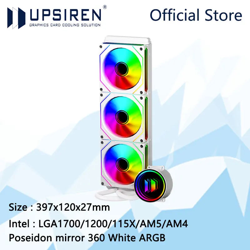 UPSIREN Poseidon mirror 360 ARGB All-in-one water cooling radiator/Infinity mirror lighting effects/TDP280W/Support LGA1700/AM5