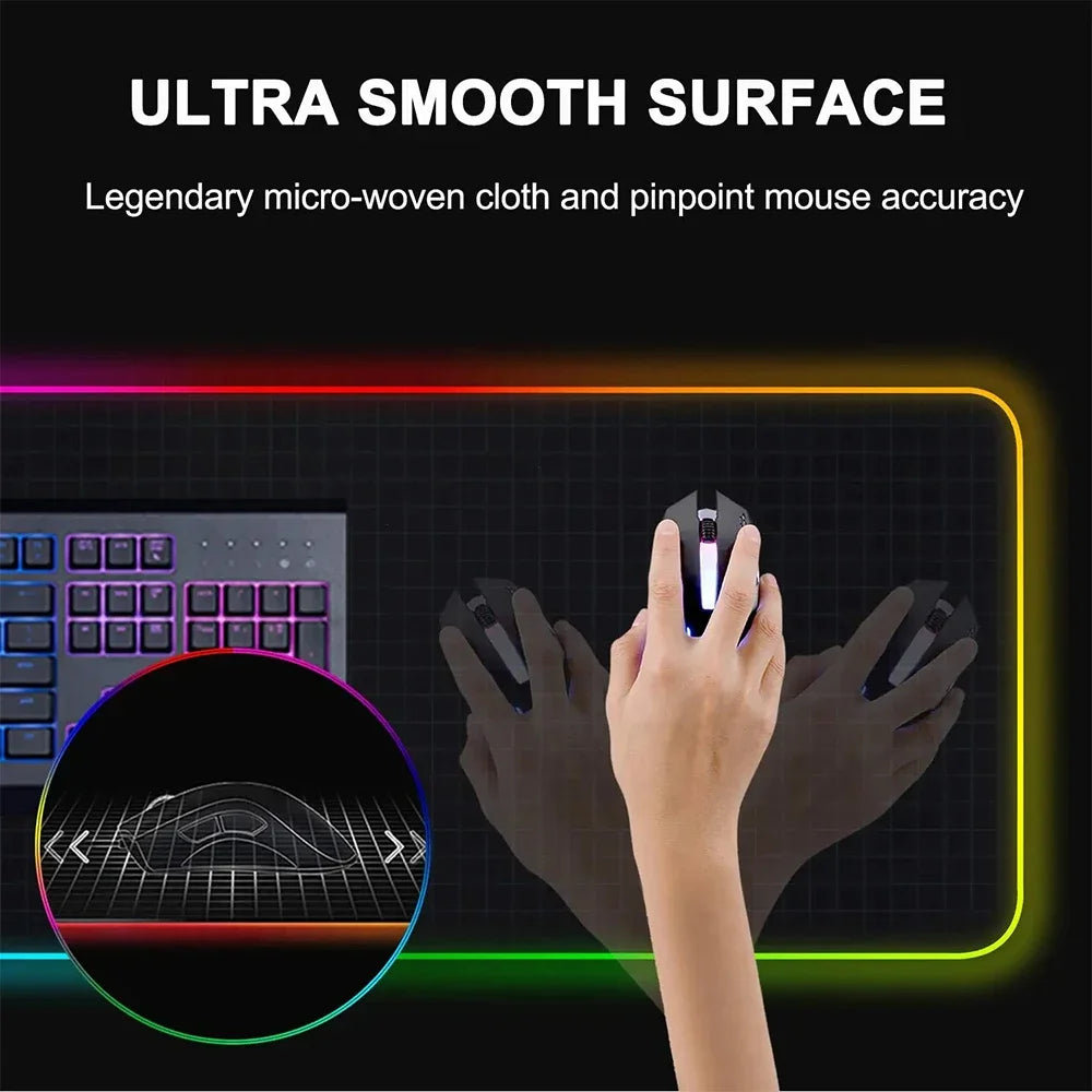 Geometry Large RGB Gamer Mousepad 40x90cm Hexagon Mouse Mat Gaming Mousepads LED Keyboard Mats Luminous Desk Pads Mouse Pad