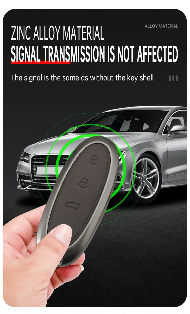 3 Buttons Zinc Alloy + Leather Car Key Case Cover Shell Skin Holder For 2024 Dongfeng NAMMI 01 new Energy Remote Key Protection