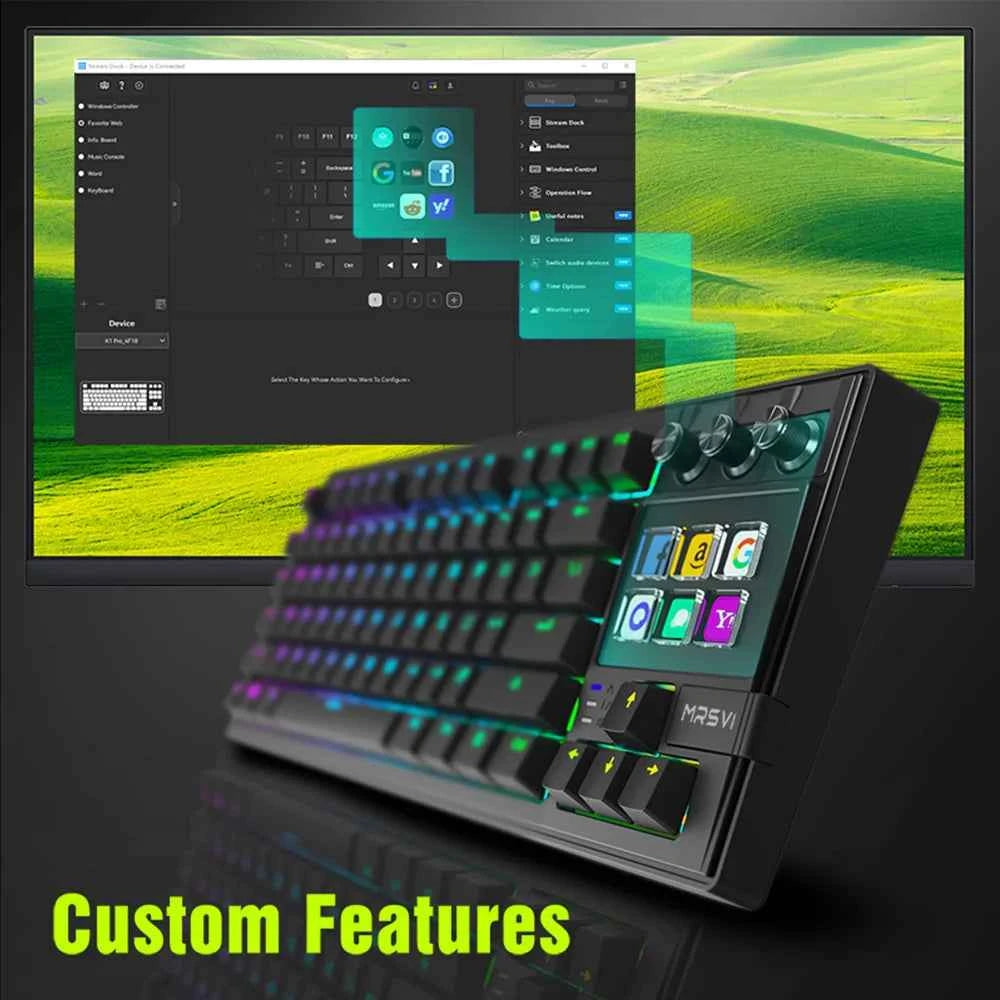 MRSVI K1 PRO Visual LCD AI Keyboard 80% Gaming Mechanical Keyboard Macro Red Axis Wired Detachable Cable RGB Backlight Hot Swap