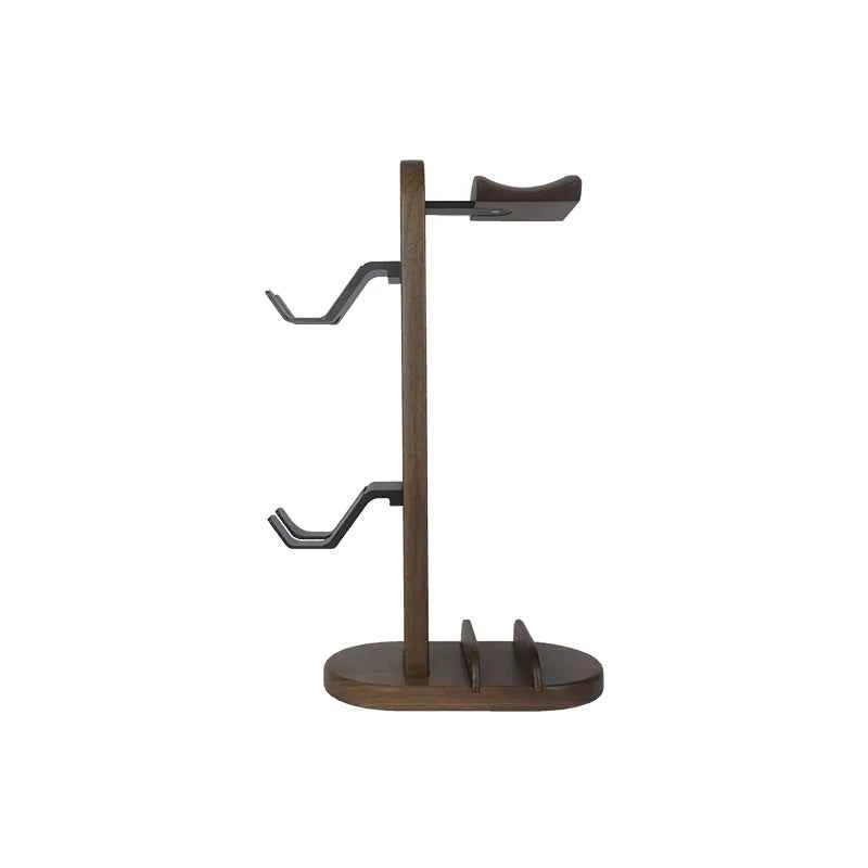 Hellodigi Headphone Stand Walnut Wood Headset Stand PS5 Controller Rack Headphone holder Aluminum Alloy Support Headset Holder