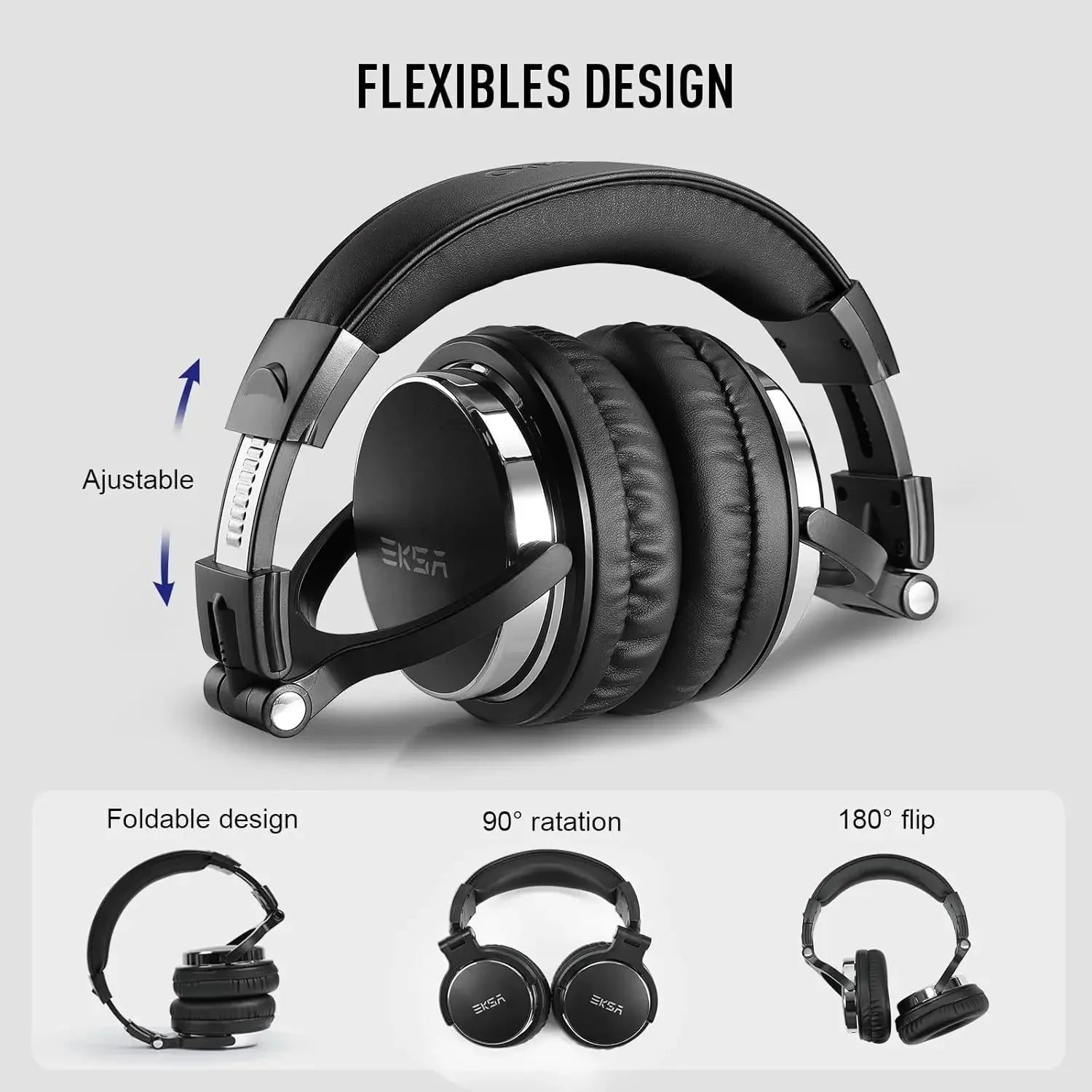 Oneodio EKSA P100 3.5/6.35mm Wired Studio HiFi Headphones Over Ear Professional Hi-Res DJ Monitor Headset With Mic For Guitar
