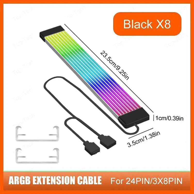 TEUCER X8P/X12P ARGB LED Light Strip – 24PIN/8PIN Motherboard Power Extension Cable with Aura Sync