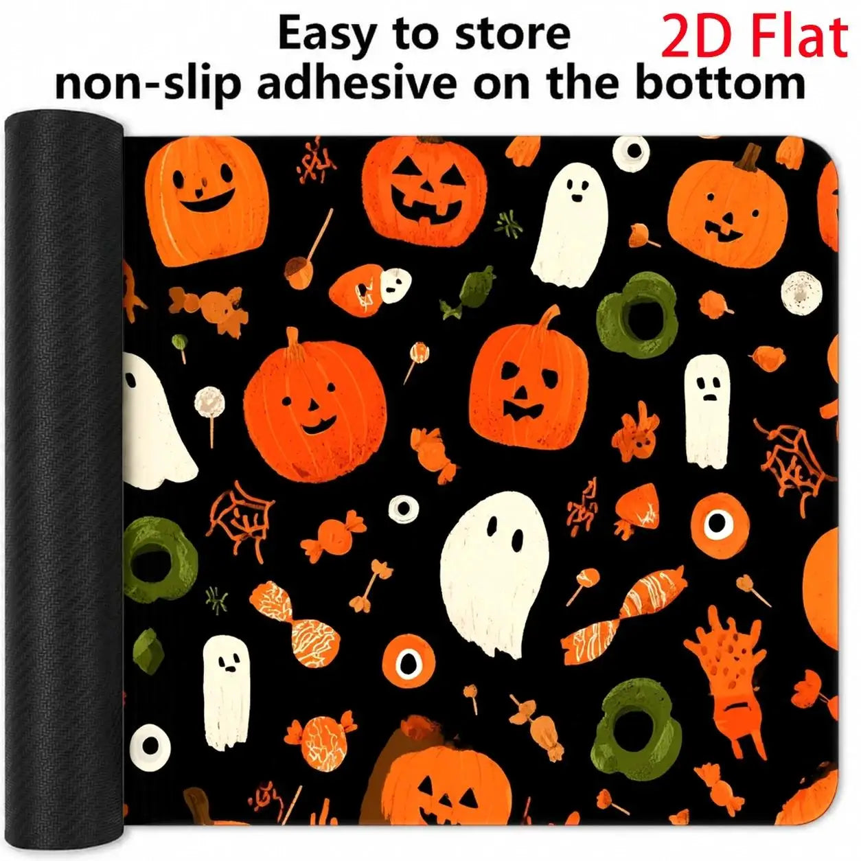 Large Spooky Pumpkins & Ghosts Mouse Pad - Stain-Resistant Suitable for Home Office & Gaming Desk Mat, Machine Washable Durable Compatible for PC, Computer