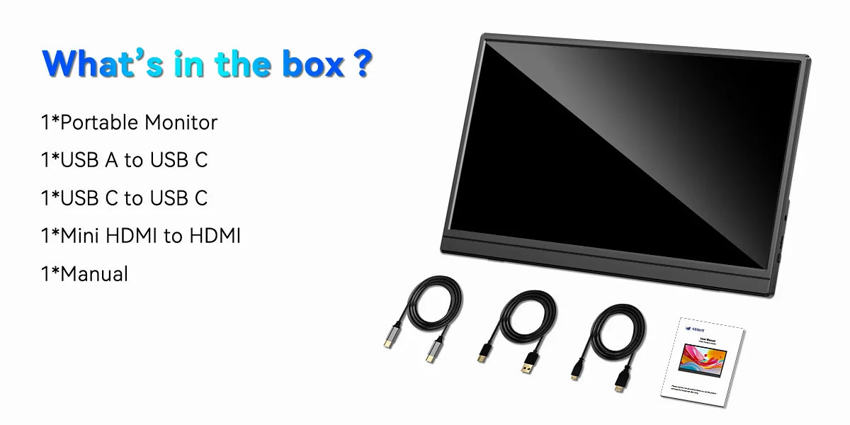 15.6 inch 60HZ Gaming Portable Monitor for Laptop ,16:9 1080P IPS Display LCD FHD External Second Computer Screen for Phone