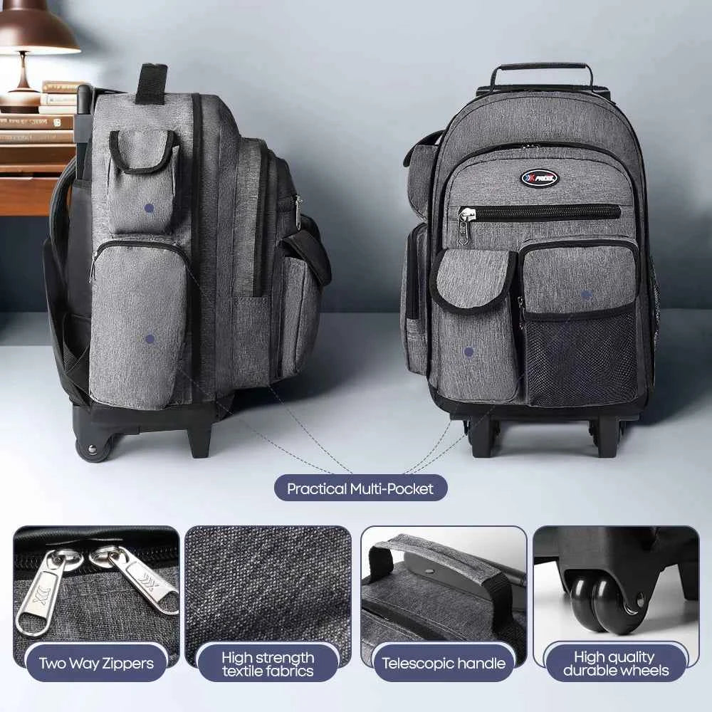 New York XPress 20 inch Travel Backpack With Wheels Hidden Pull Rod Carry On Luggage Weekend Travel Bag For Men Business Trip