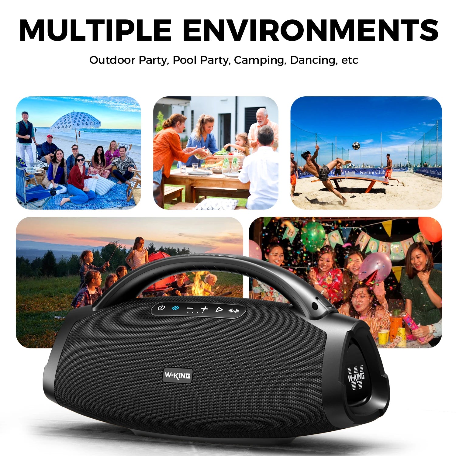W-KING D20 Portable Bluetooth Speakers,200W RMS Massive Bass Party Boombox IPX7 Waterproof Speaker Large,Outdoor Speaker,BT5.4