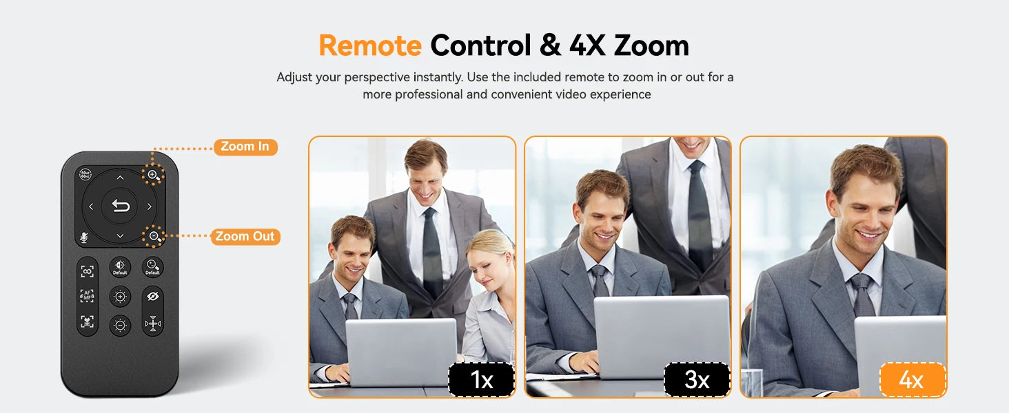 4K HD Webcam 30FPS with Microphone & Remote – 120° Wide Angle USB Camera for Streaming, Zoom, PC, Windows, Mac & Linux.