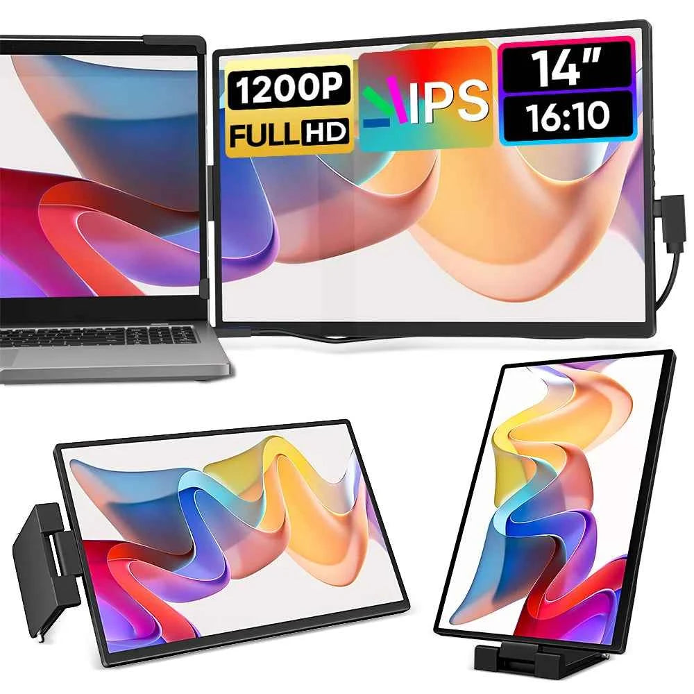 Dopesplay 14.1" Portable Laptop Screen Extender – 1080p FHD IPS, 16:10, 360° Rotation