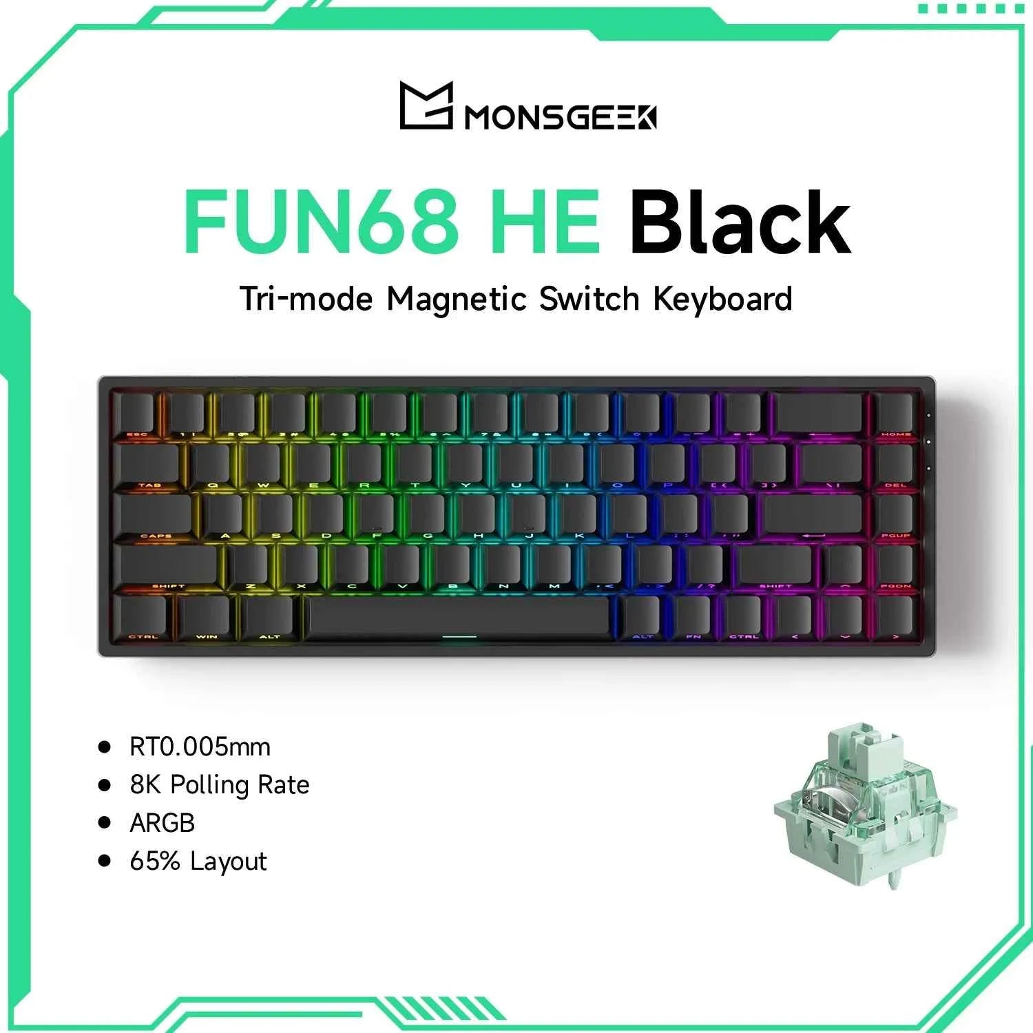 Akko MonsGeek FUN68 FUN60 PRO&MAX HE Magnetic Keyboard 60% 65% Gaming Keyboards Rapid Trigger 8K Custom Keyboard Gaming Esports