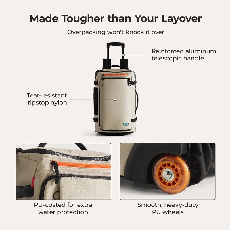 BAGSMART 15.6“ Laptop Backpack with Wheels Large Capacity Vacuum Compression Bag Multi-pocket Men's Business Rolling Backpack