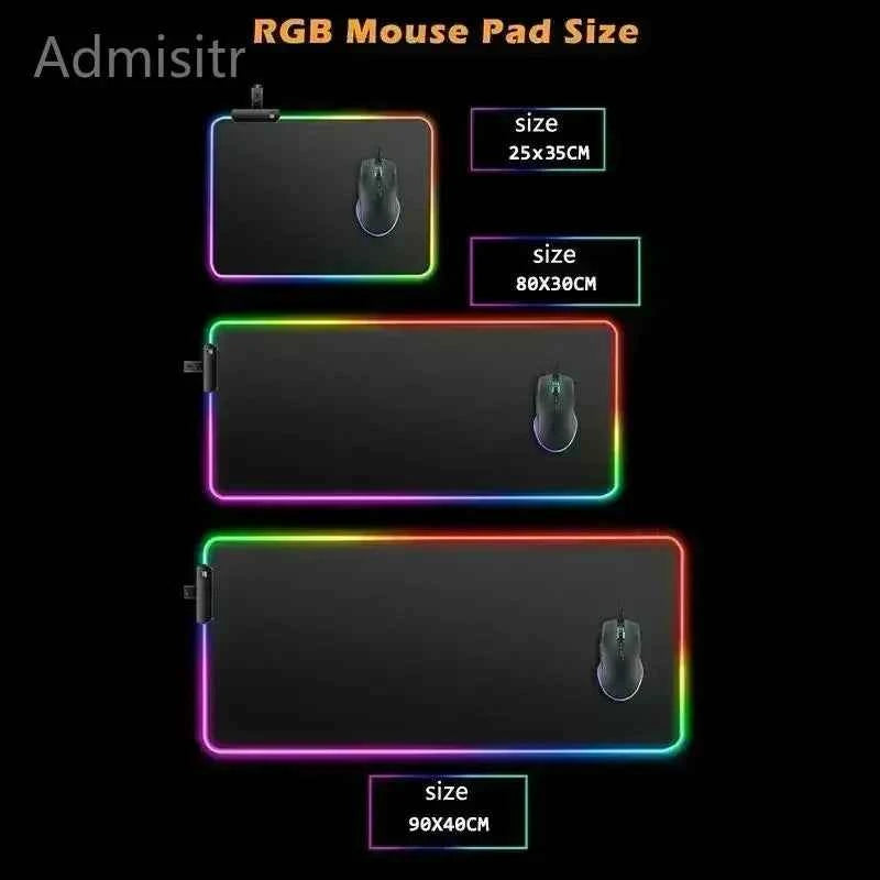LED Desk Mat Black and White Lines RGB Computer Mouse Pad Gamer Cabinet Luminescence Abstract Mousepad Keyboard Gaming Deskmat