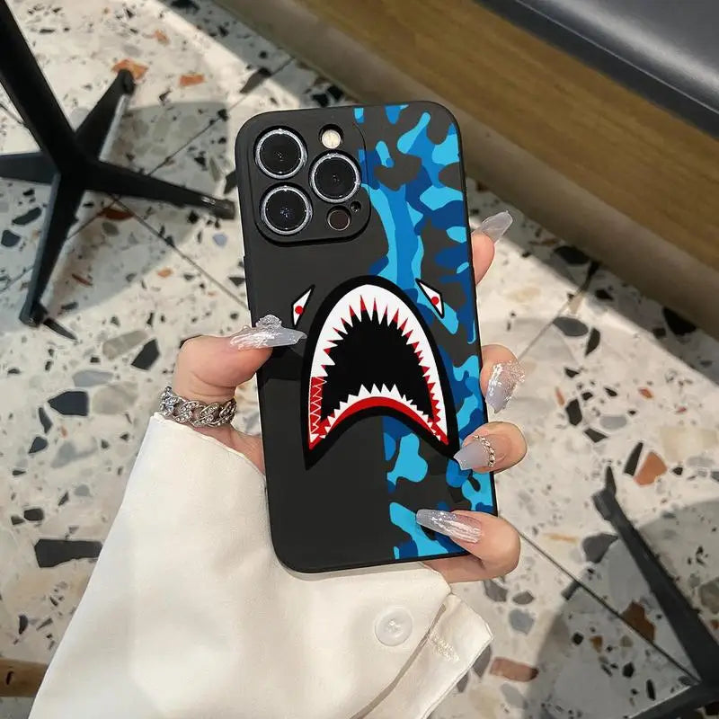 for IPhone 16 Pro Max 15 Pro 14Plus 13 12 11 Case Shark Pattern Phone Case Drop Protection TPU Phone Cases