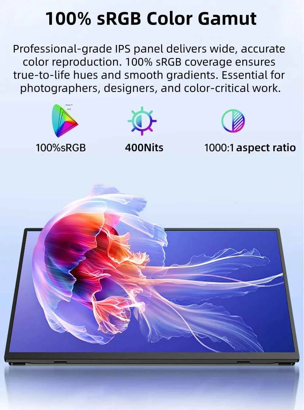 UPERFECT 2K 144Hz Portable Gaming Monitor 17.3 Inch 400Nits QLED Second External Laptop Screen PC Display USB-C HDMI With VESA