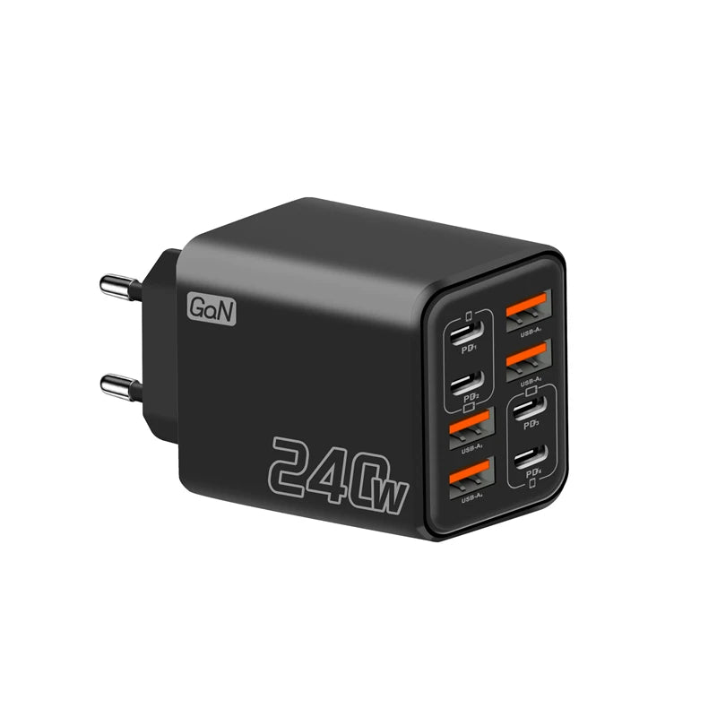 240W GaN USB C Charger 8 in 1 Fast Charging Phone Charger Power Adapter For iPhone Xiaomi Type C EU/US/UK Plug Wall Charger