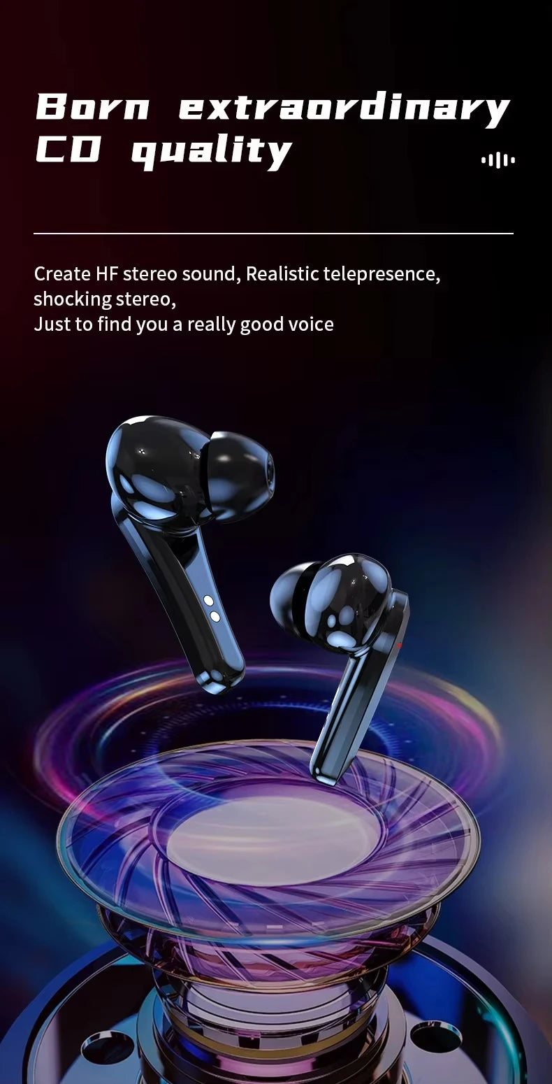 2026 New TWS Wireless Earphones with Bluetooth 5.49 Gaming Headset Sport Earbuds with LED Display Earhooks and Built-in Mic