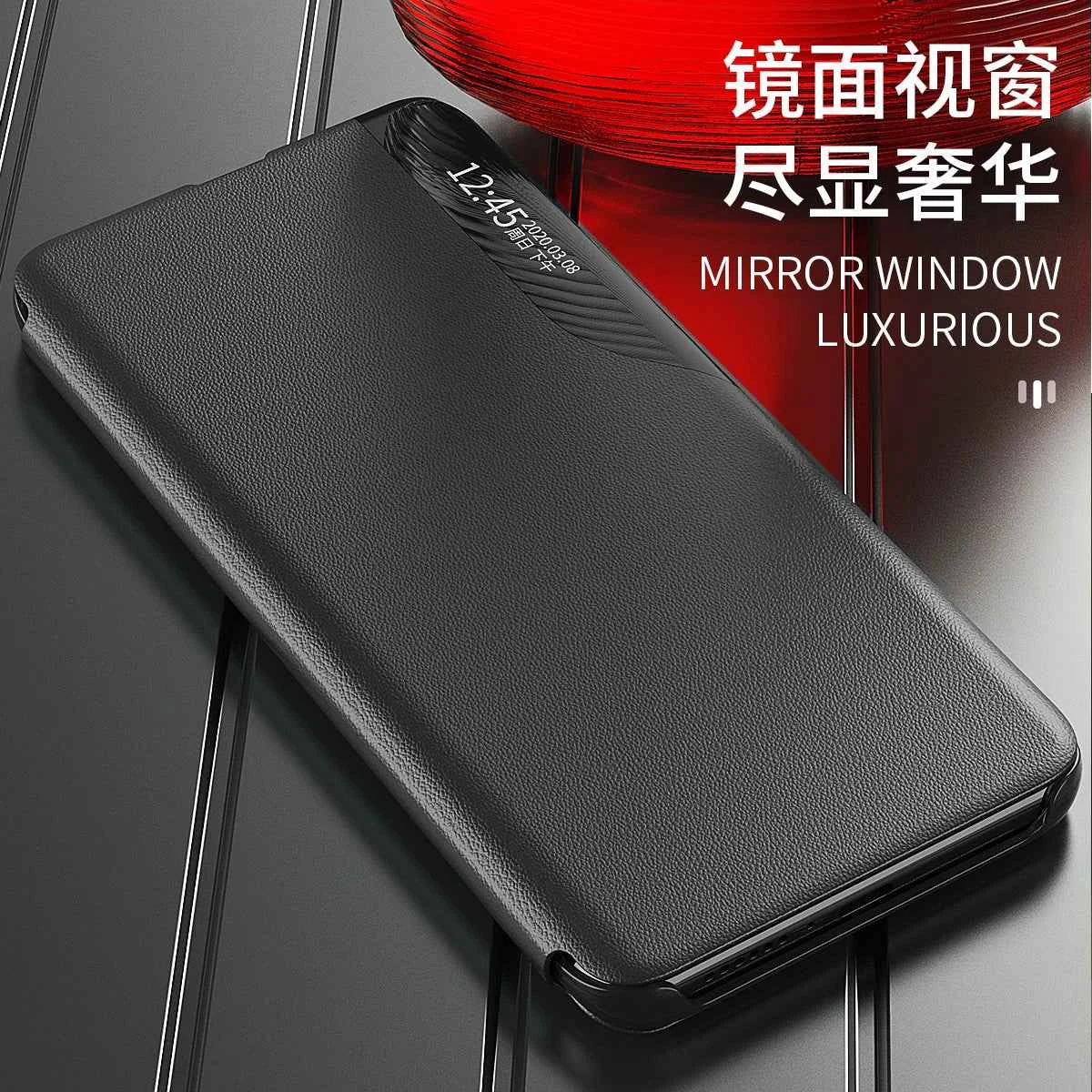 Smart View Window Leather Flip Phone Case with Kickstand For Samsung S26 Ultra S25 Edge S24 S23 S21 S20 FE S22 Plus + Note 20