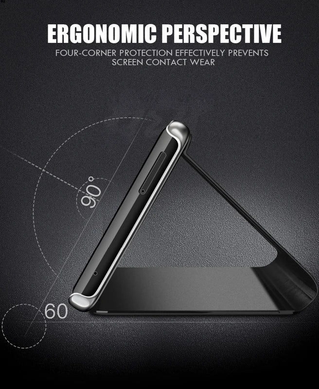 For Samsung Galaxy S26 S25 Ultra Plus FE Edge 5G Smart Mirror Protector Case Flip Holder Shockproof Cover Sumsung S26 Pro Fundas