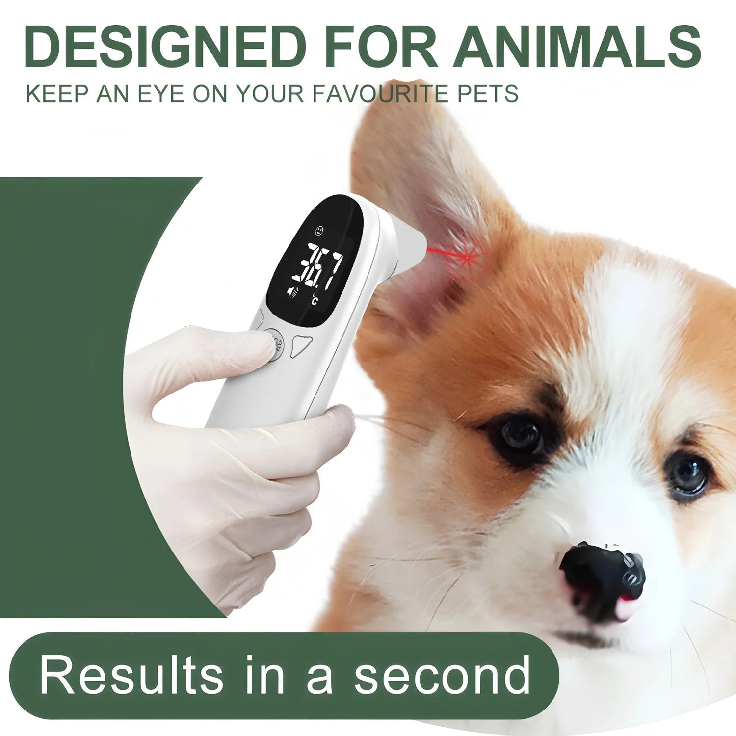 LCD Display Infrared Forehead Thermometer Fast Measure ℃/℉ IR Body Thermometer for PET Fever Detection